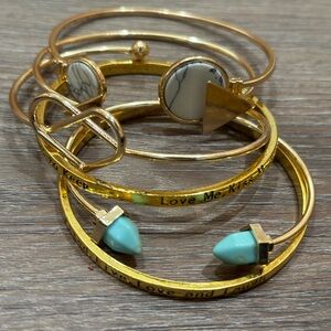 Elegant Gold and Turquoise Bangle Set